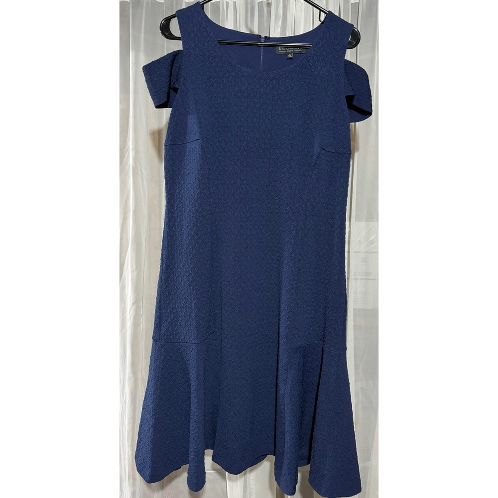 Eloquii Cold Shoulder Navy Blue A Line Midi Dress Size 14